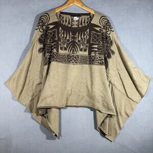 Peruvian Connection Pima Cotton Boho Knit Poncho Cape Artisan One Size Peru